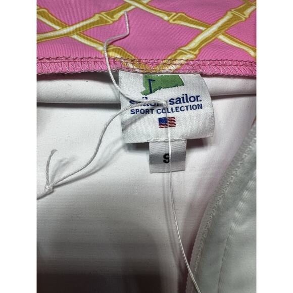 Sailor Sailor Sleeveless White 1/4 Zip Pink Bamboo Trim UPF 50+ Performance NWT - Picture 2 of 12